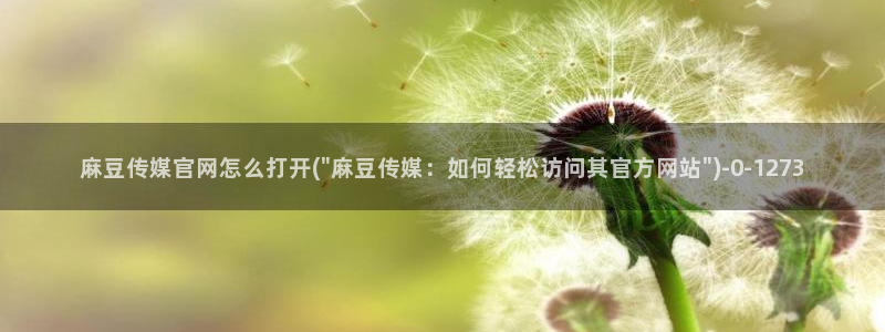 麻豆完整版完整版：麻豆传媒官网怎么打开(\
